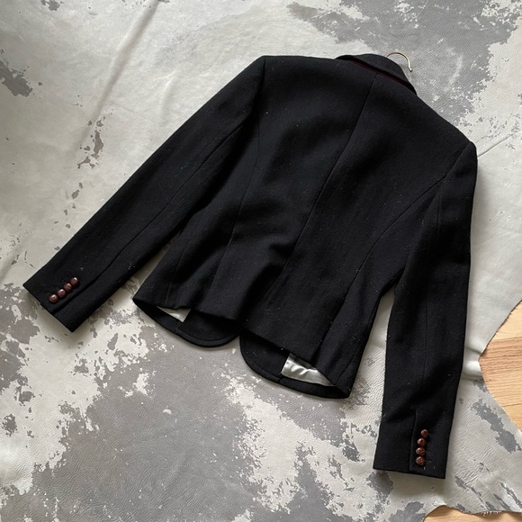 $295 J. Crew Factory black wool blazer preppy leather buttons size 2 - Picture 2 of 6
